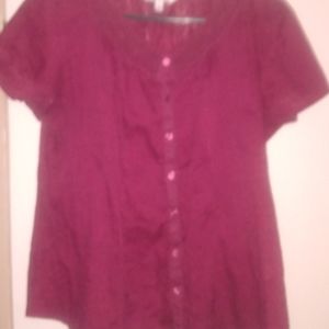 Lovely Maroon Croft and Barrow Peasant blouse sz L